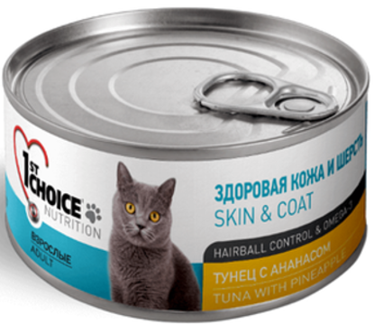 large 1st Choice консервы для кошек Skin Coat ТУНЕЦ С АНАНАСОМ